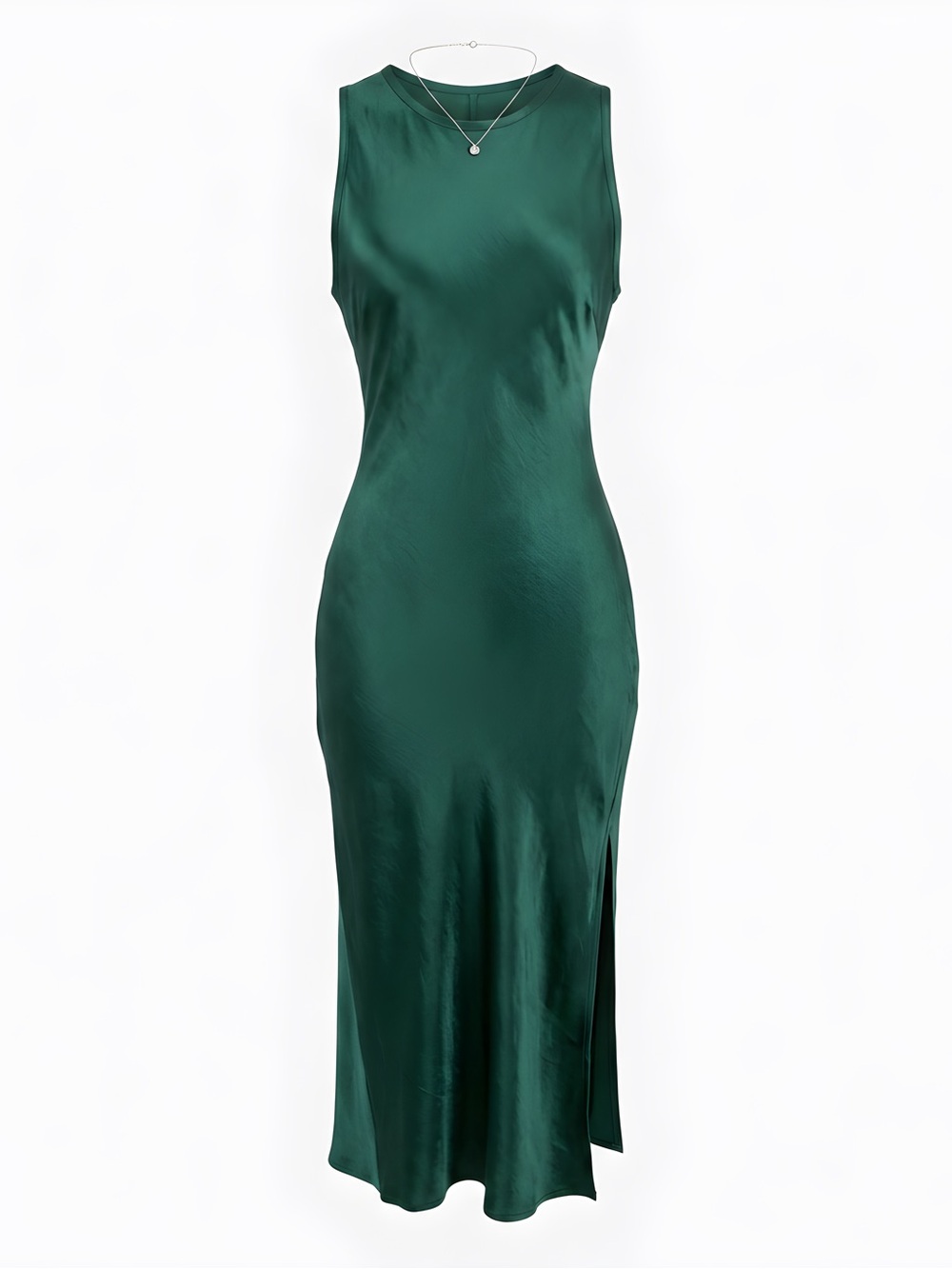Petal & Pup Forest Green Satin Maxi Dress with Sid Slit